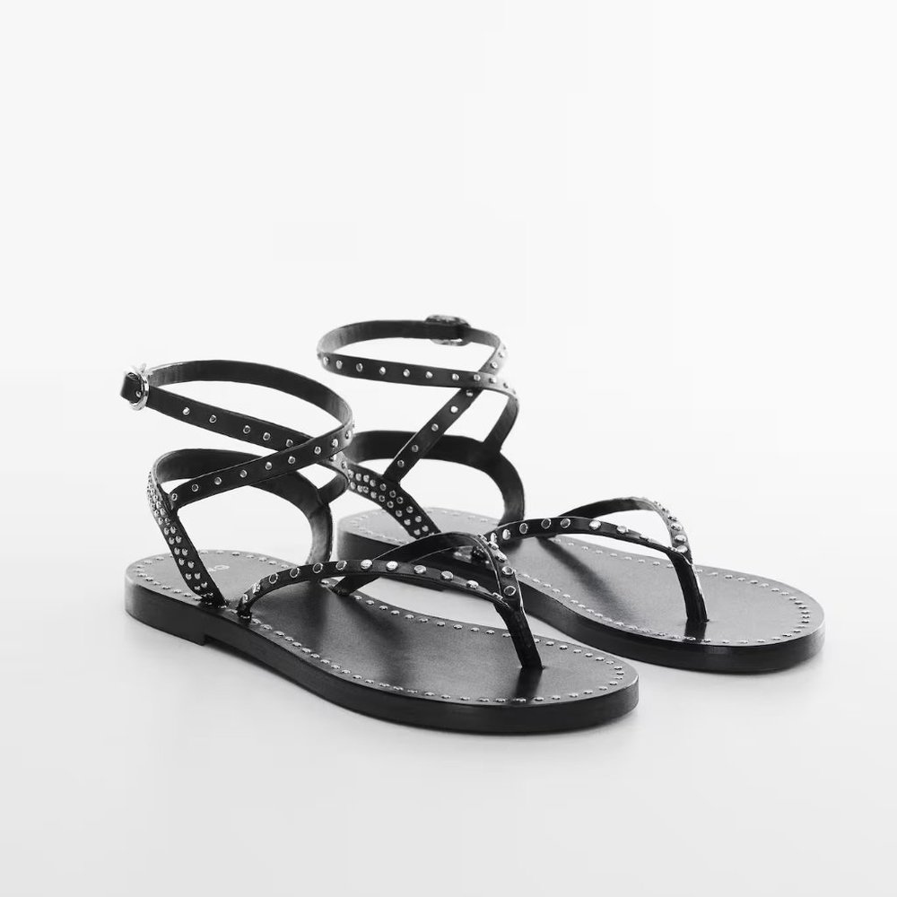 Mango - Studded leather sandals